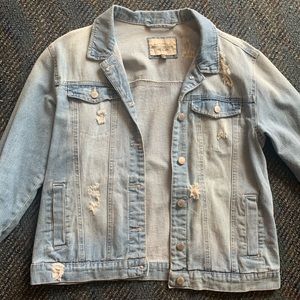 Light Wash Ripped Jean Jacket